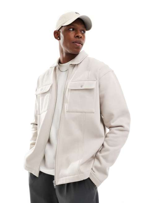 ASOS DESIGN - Camicia giacca pesante color beige