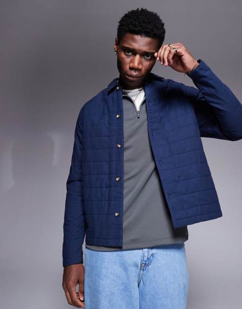ASOS DESIGN - Camicia giacca squadrata trapuntata blu navy - view 1