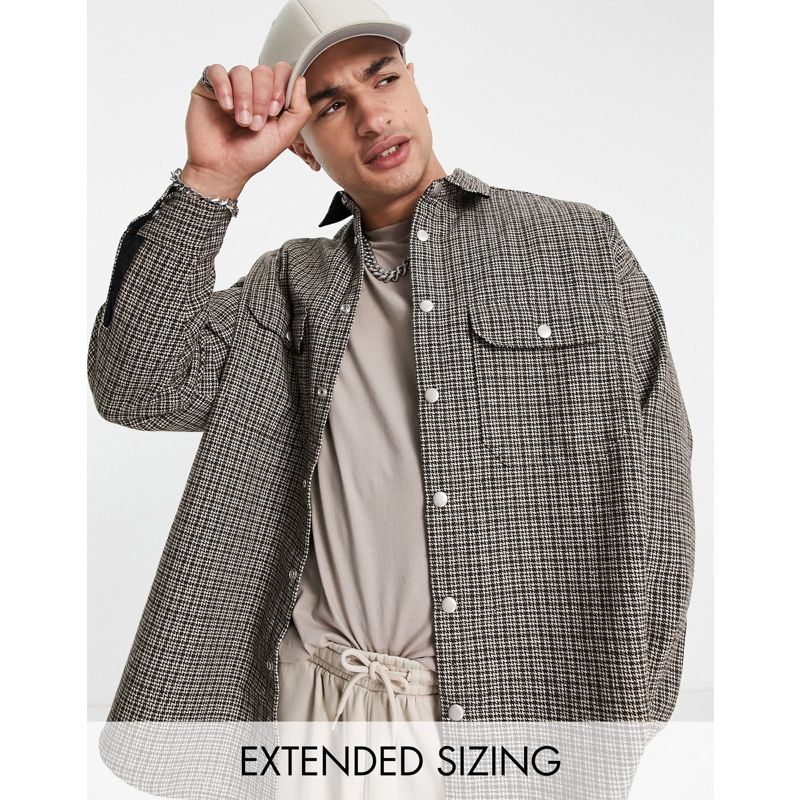Camicie Uomo DESIGN - Camicia giacca super oversize in misto lana a quadri heritage