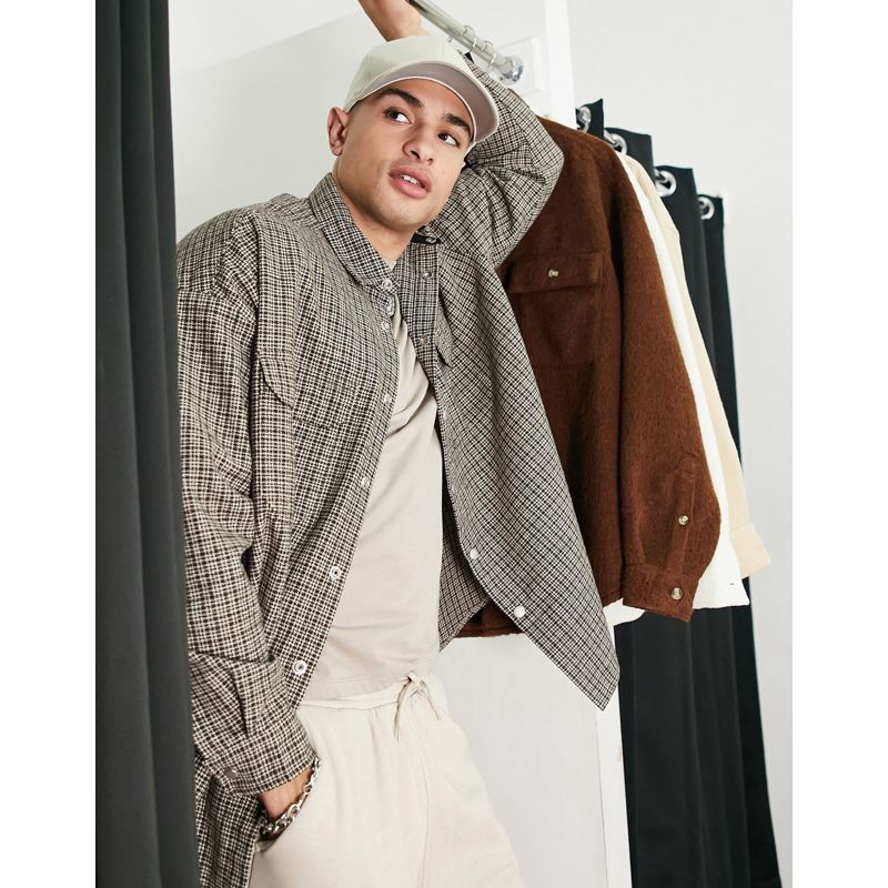 DESIGN - Camicia giacca super oversize in misto lana a quadri heritage
