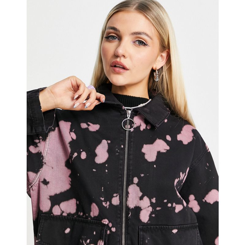 Cappotti e Giacche jQrzo DESIGN - Camicia giacca tie-dye nera e rosa