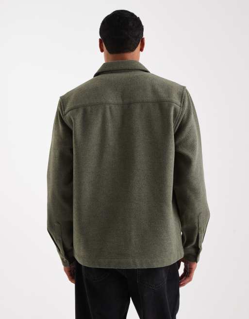 ASOS DESIGN - Camicia giacca verde scuro in misto lana, 3 di 5