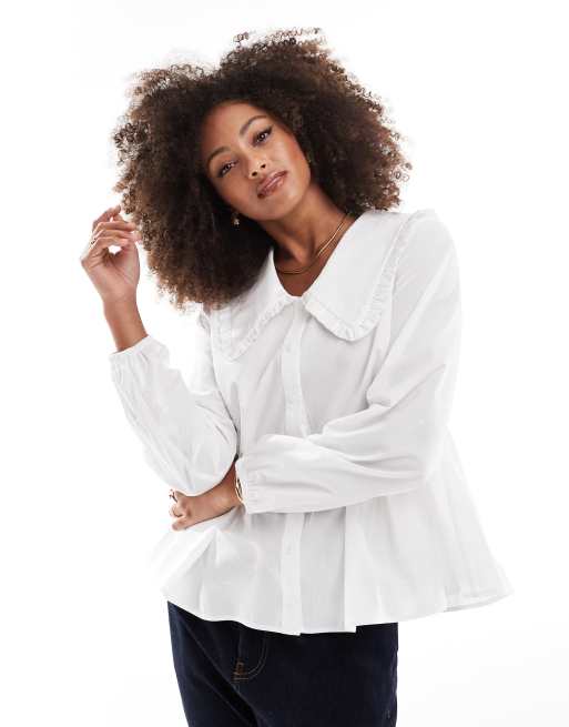 ASOS DESIGN - Camicia grembiule oversize bianca in popeline