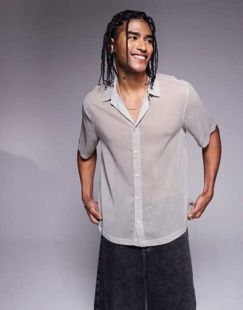 ASOS DESIGN - Camicia grigia in chiffon con stampa - view 1