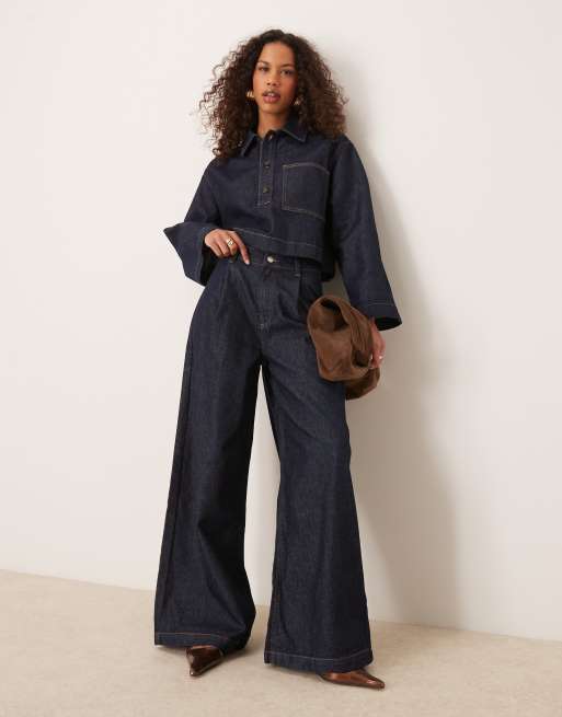 ASOS DESIGN - Camicia in denim lavaggio risciacquato squadrata con bottoni, 2 di 4