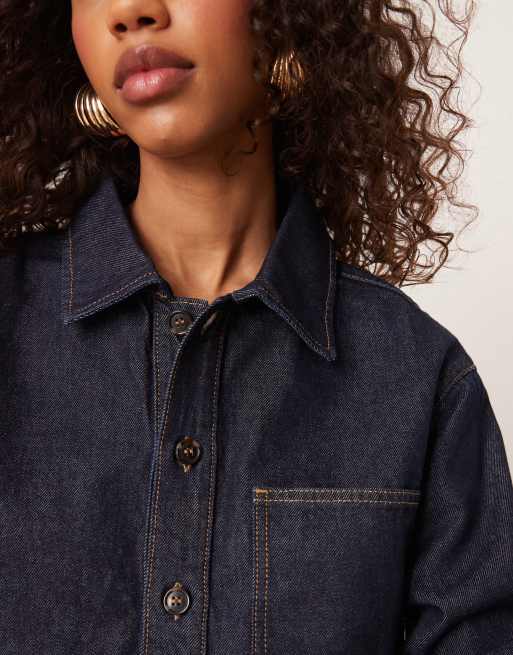 ASOS DESIGN - Camicia in denim lavaggio risciacquato squadrata con bottoni, 3 di 4