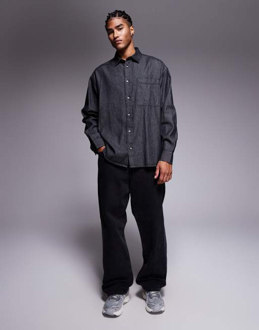 ASOS DESIGN - Camicia in denim oversize anni '90 nera, 2 di 5