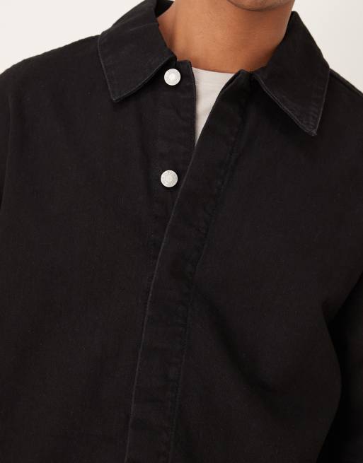 ASOS DESIGN - Camicia in denim oversize squadrata a maniche corte nera, 5 di 5