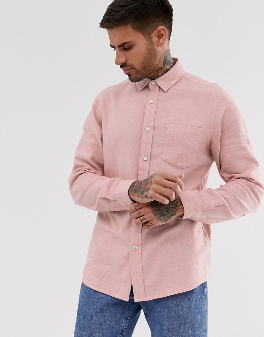 ASOS DESIGN - Camicia in flanella rosa mélange vestibilità classica