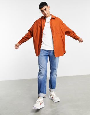 ASOS DESIGN - Camicia in flanella super oversize color ruggine