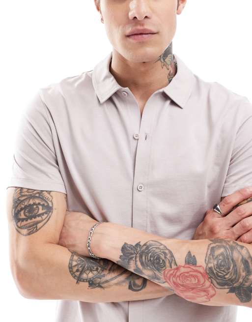 ASOS DESIGN - Camicia in jersey grigio