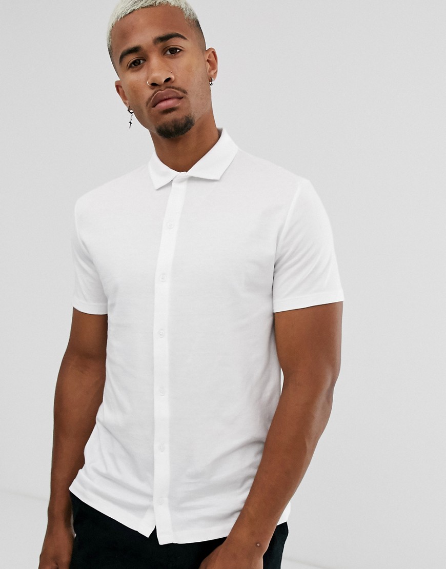 ASOS DESIGN - Camicia in jersey organico bianco