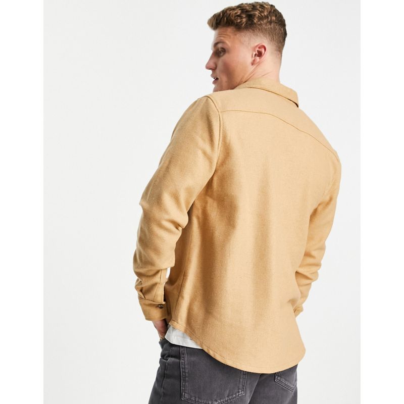 Camicie Uomo DESIGN - Camicia in misto lana color cuoio