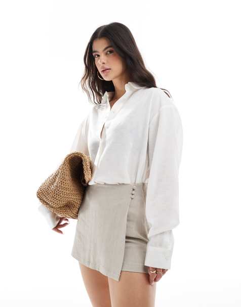 ASOS DESIGN - Camicia in misto lino bianca - view 1