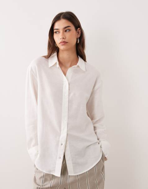 ASOS DESIGN - Camicia in misto lino bianca - view 1