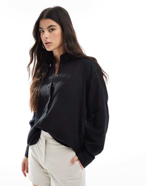 ASOS DESIGN - Camicia in misto lino nero - view 1