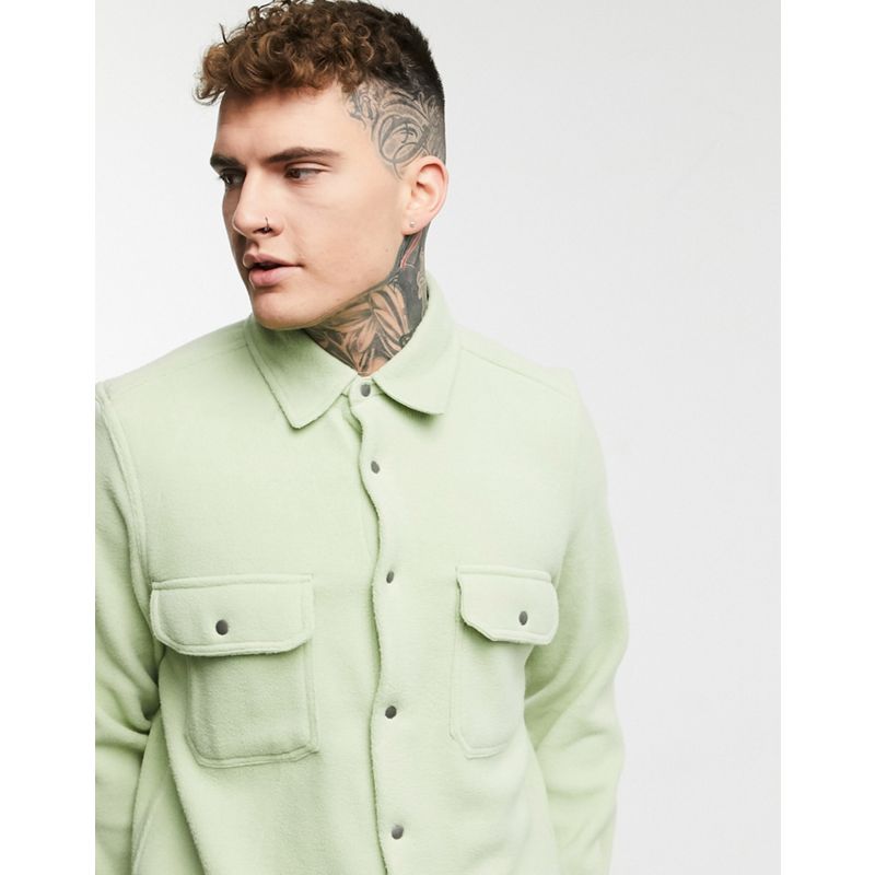 Uomo Camicie DESIGN - Camicia in pile verde salvia