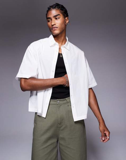 ASOS DESIGN - Camicia in popeline oversize squadrata bianca - view 1