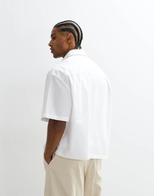 ASOS DESIGN - Camicia in popeline oversize squadrata bianca, 4 di 9