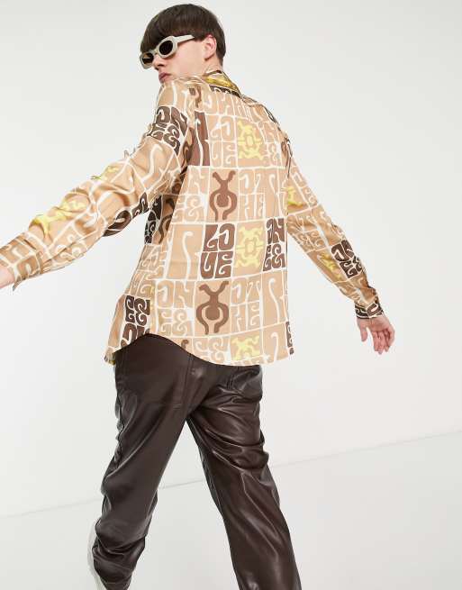 ASOS DESIGN - Camicia in raso con stampa e colletto anni '70, 2 di 4