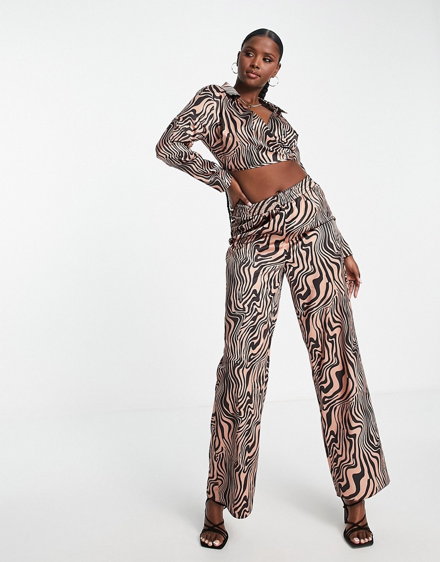 Camicia in raso con stampa zebrata in coordinato-Multicolore - ASOS DESIGN Camicia donna  - immagine1