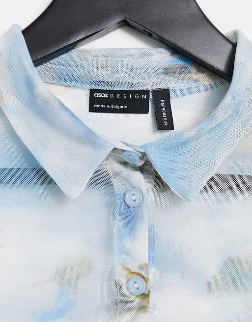 ASOS DESIGN - Camicia in rete con stampa rinascimentale, 3 di 4