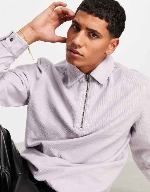 ASOS DESIGN - Camicia in stile rugby in velluto a coste, colore lilla