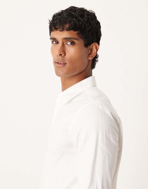 ASOS DESIGN - Camicia in tessuto Royal Oxford slim fit bianca facile da stirare, 5 di 5