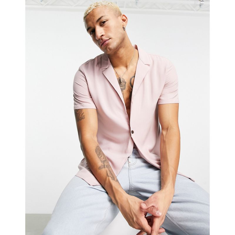 DESIGN - Camicia in viscosa vestibilità classica rosa