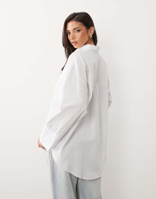 ASOS DESIGN - Camicia lunga allacciata sul davanti bianca , 4 di 4