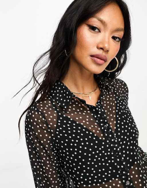 ASOS DESIGN - Camicia morbida a maniche lunghe a pois, 2 di 4