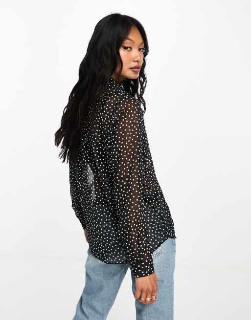 ASOS DESIGN - Camicia morbida a maniche lunghe a pois, 4 di 4