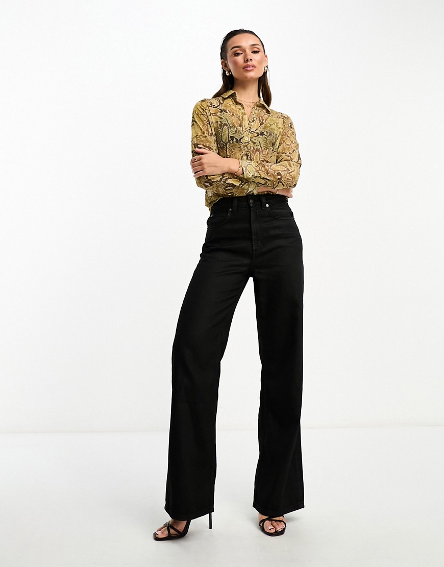 Camicia morbida a maniche lunghe marrone con stampa pitonata-Multicolore - ASOS DESIGN Camicia donna  - immagine1