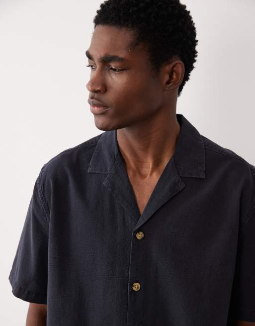 ASOS DESIGN - Camicia nera testurizzata con rever in coordinato, 3 di 5