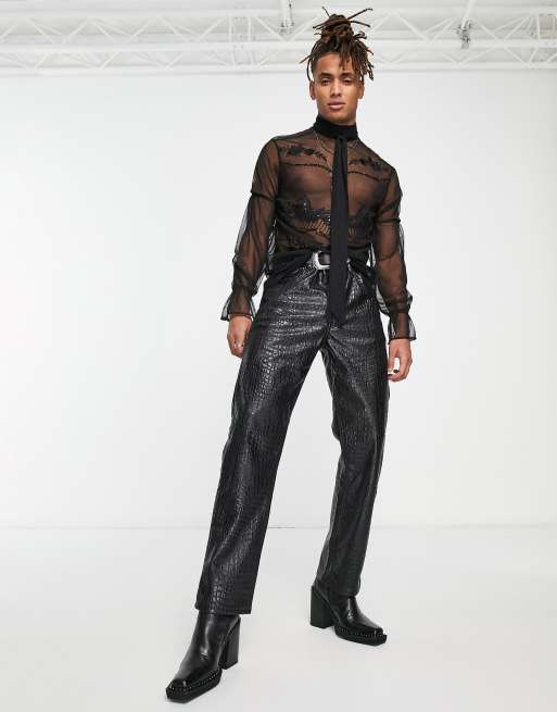 Camicia nera con fiocco al collo discount