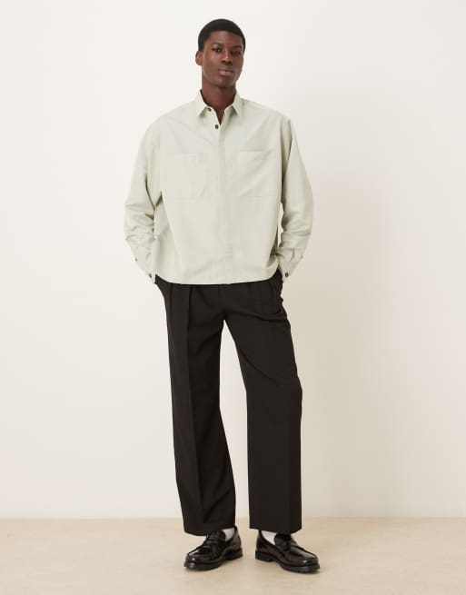 ASOS DESIGN - Camicia oversize a maniche lunghe grigio minerale con rever, 2 di 5