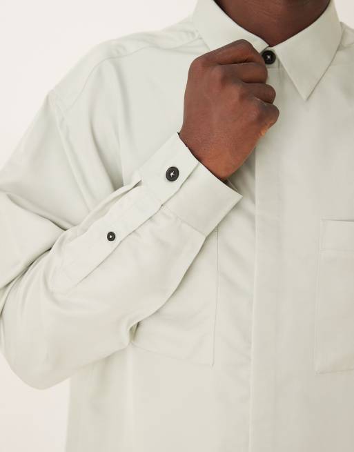 ASOS DESIGN - Camicia oversize a maniche lunghe grigio minerale con rever, 5 di 5