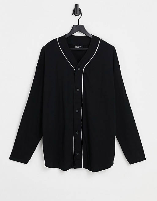 T-shirt nera stile baseball in jersey Asos Uomo Abbigliamento Camicie Camicie a maniche corte 