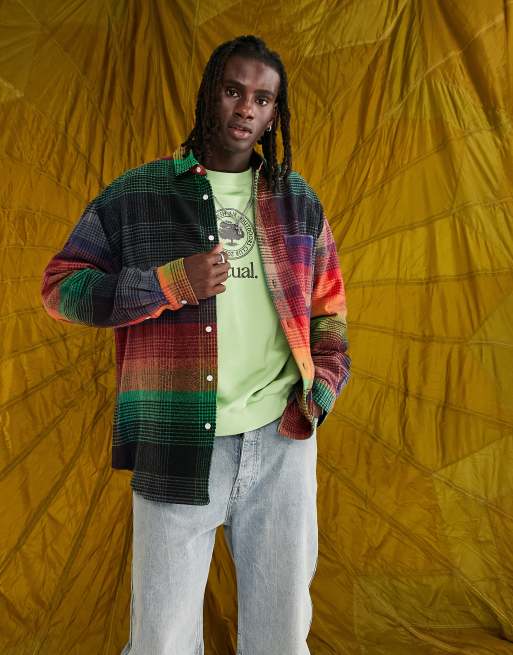 ASOS DESIGN - Camicia oversize a quadri arcobaleno anni '90