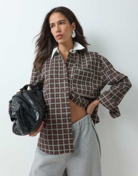 ASOS DESIGN - Camicia oversize a quadri con colletto a contrasto - view 1