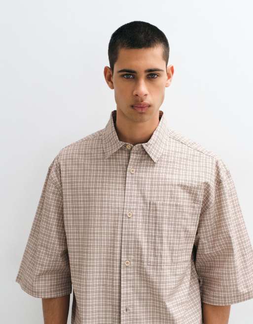 ASOS DESIGN camicia oversize a quadri in stone, 3 di 5