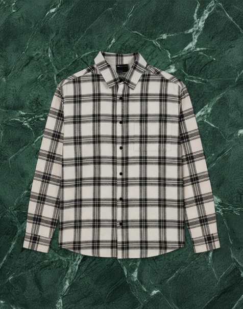 ASOS DESIGN - Camicia oversize a quadri nera e beige - view 1