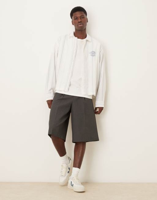 ASOS DESIGN - Camicia oversize a righe bianche e blu con lavorazione a cesto, 2 di 5