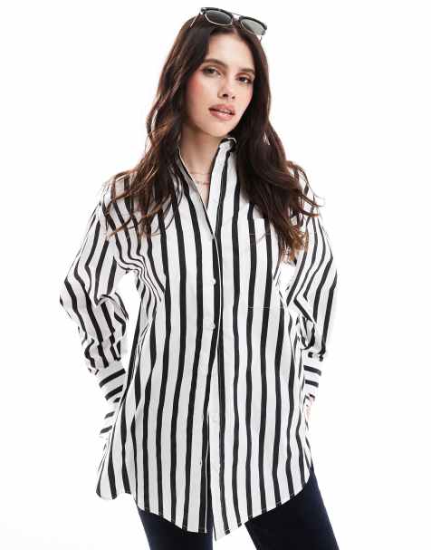 ASOS DESIGN - Camicia oversize a righe bianche e nere - view 1