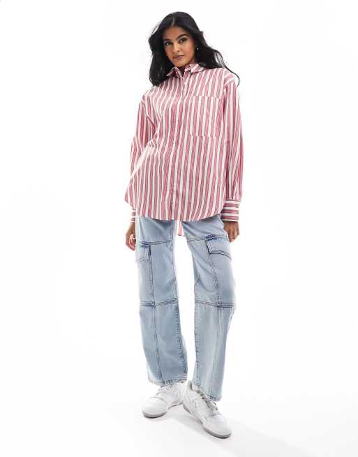 ASOS DESIGN - Camicia oversize a righe blu e rosse 