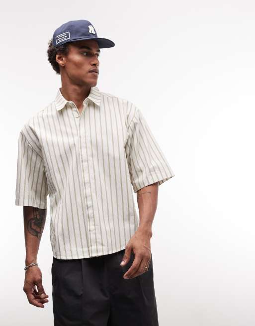 ASOS DESIGN camicia oversize a righe color burro, 1 di 5