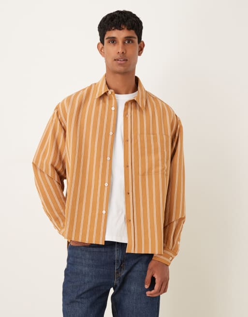 ASOS DESIGN - Camicia oversize a righe color ruggine