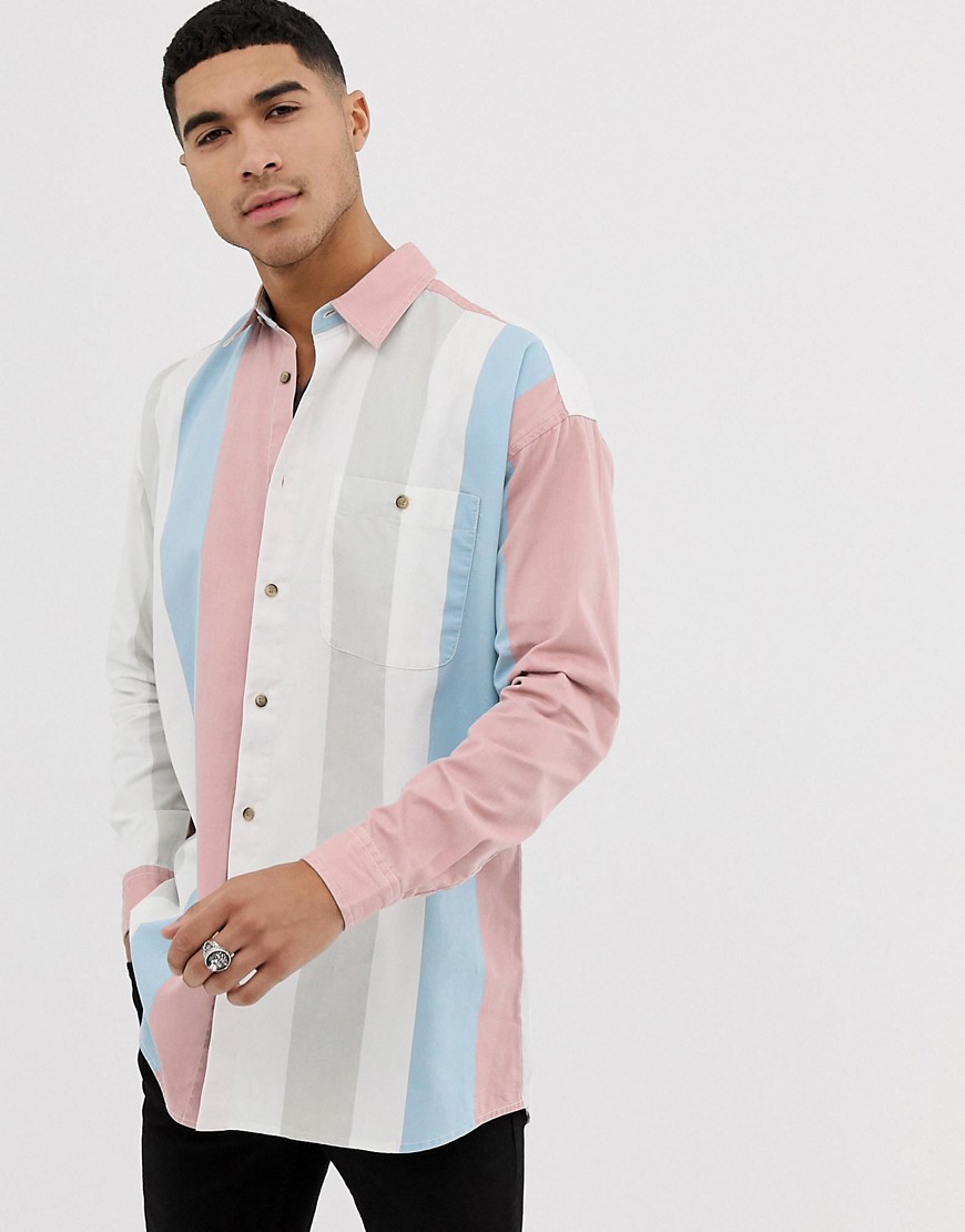 ASOS DESIGN - Camicia oversize anni '90 a righe rosa