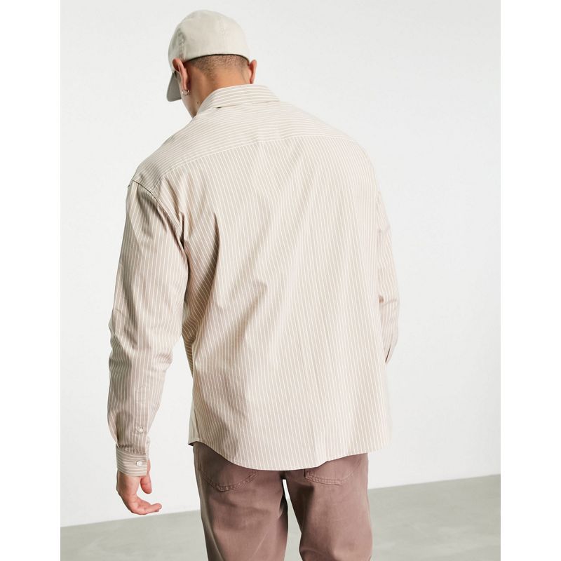DESIGN - Camicia oversize anni '90 beige a righe