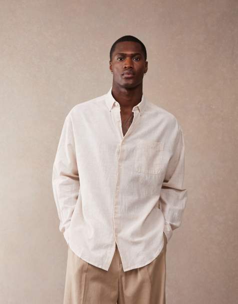 ASOS DESIGN - Camicia oversize anni '90 in lino écru - view 1